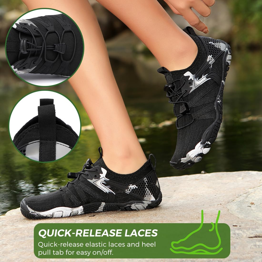 Rojeam Scarpe da Acqua Donna Uomo Scarpe da Immersione Antiscivolo | per Nuoto, Surf, Paddle, Escursionismo