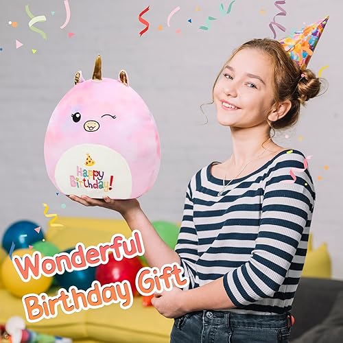 Miniatura 3 de Mushymallow Almohada de peluche de unicornio de cumpleaños de 12 pulgadas, suave animal de peluche, lindo unicornio de peluche, regalo de cumpleaños