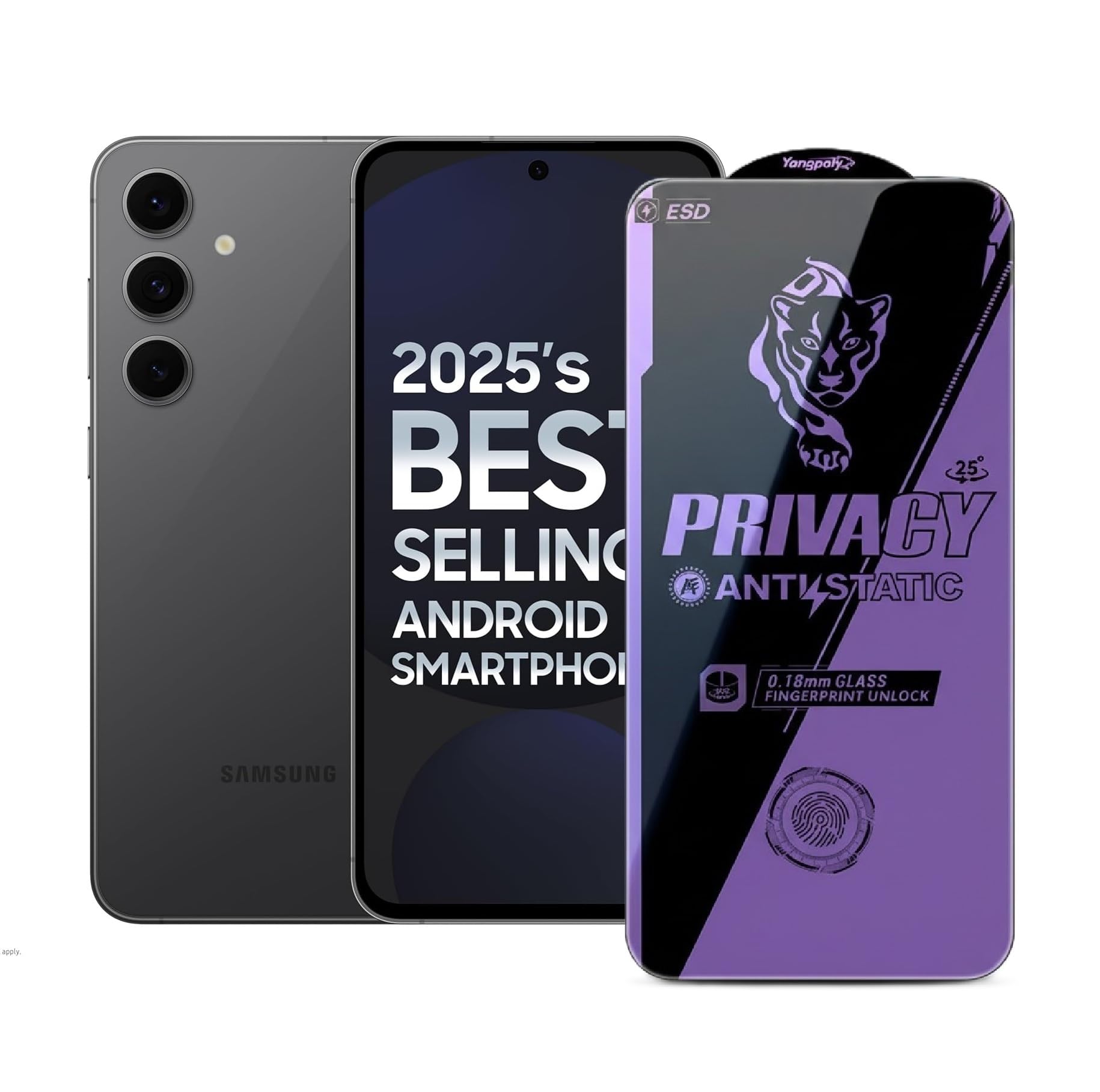 Fingerprint Privacy Tempered Glass Compatible With SAMSUNG GALAXY S24 FE | Edge to Edge Coverage | | Anti-Spy[FingerPrint Support Unlock] | Military-Grade with Easy Installation Kit-image-38