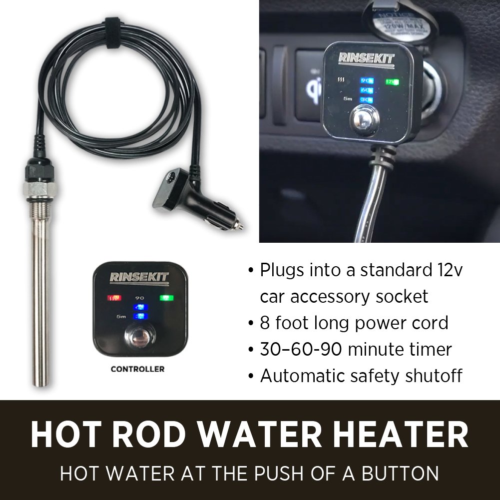 Rinse Kit LUX Adventure Bundle Portable Outdoor Shower | 3 Gallons |  Pressurized Spray for 9 Minutes | Doubles as a Cooler |Great for Camping,  Surfing, Pets, Sports, Convenient and BPA Free :