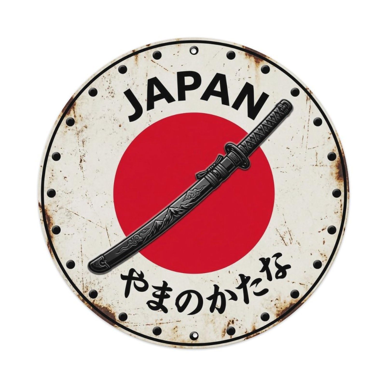 Mountain Sword Japan Blade Weapon Historic Metal Tin Sign