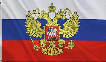 Russia With Eagle Flag 3x5FT,Heavy Duty 100D Polyester,Vivid Colors,Russian Coat Of Arms Flags with 2 Brass Grommets for Indoor Outdoor.