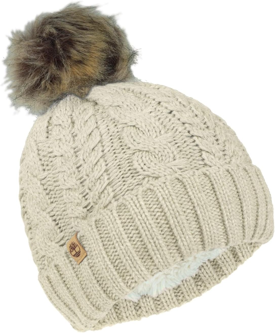 Timberland Women’s Faux Fur Pom Beanie – Cozy Warm Winter Hat