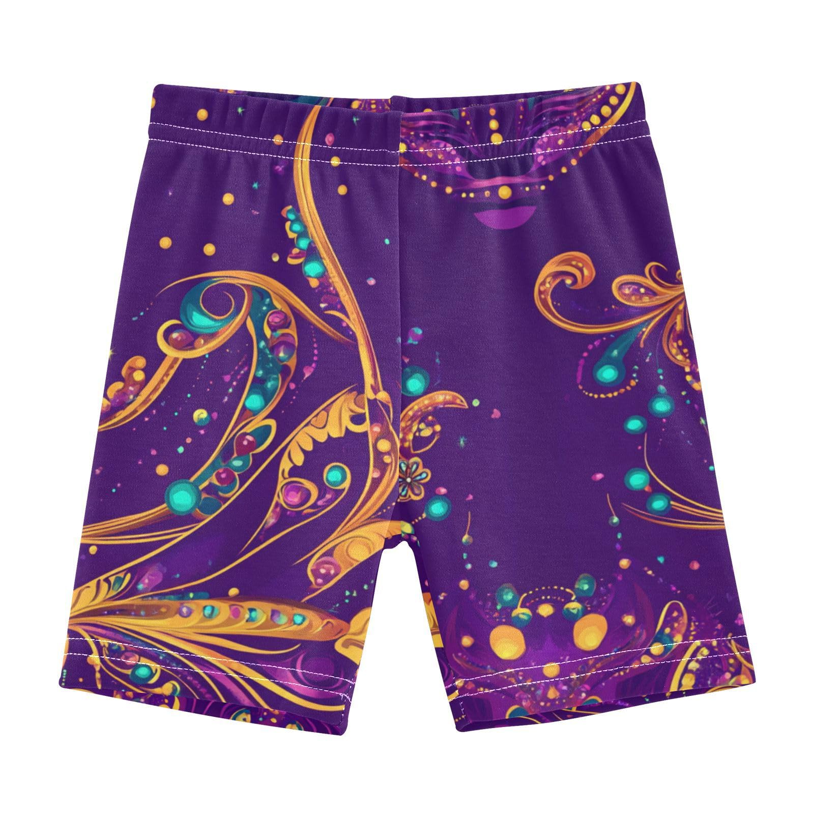 Kids Girls Shorts Basic Cotton Board Shorts Girls Clothes for Beach 10T Mardi Gras Carnival Jewel Coin