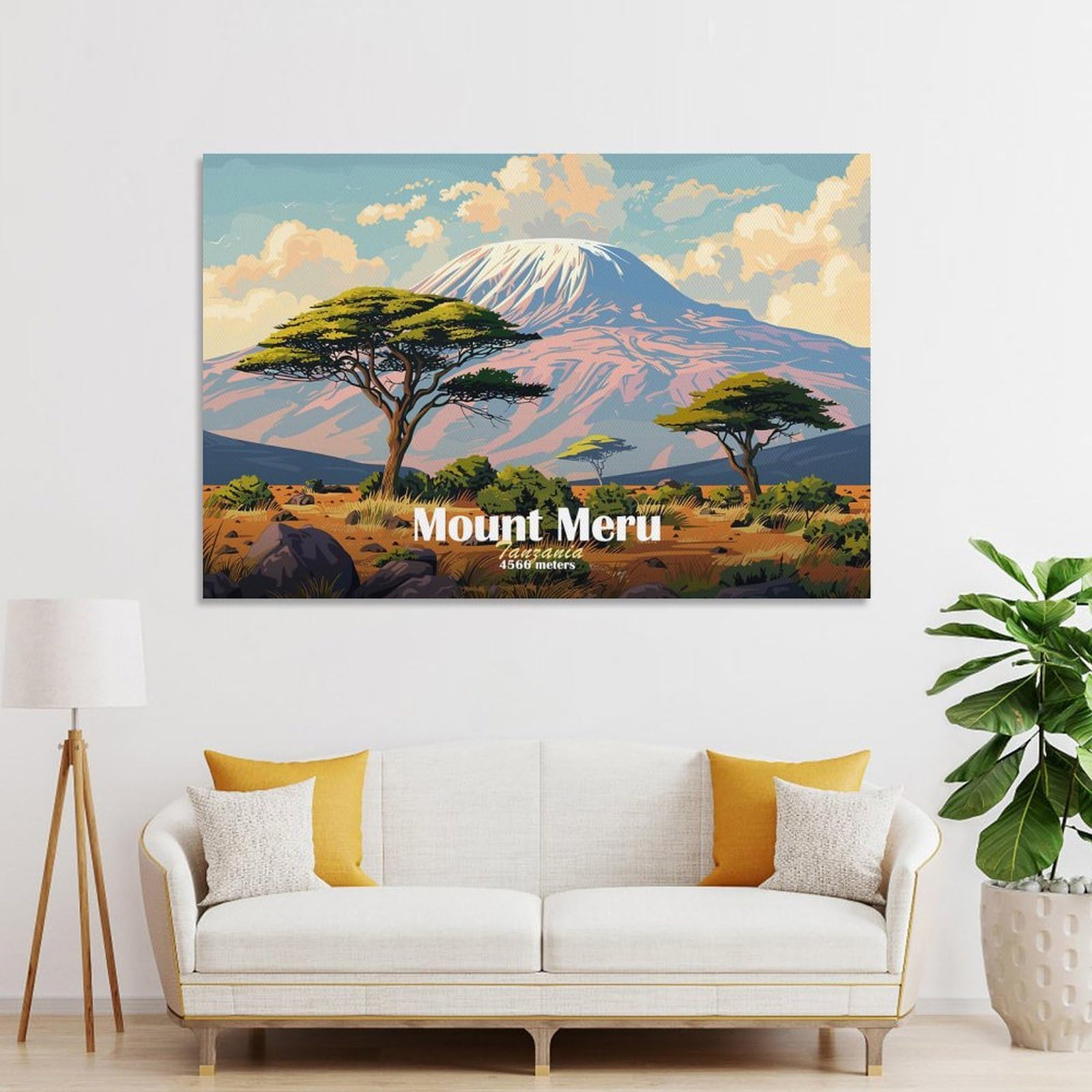 Junmoney Mount Meru, Tanzania Decorative Wall Artwork, 24x36inch(60x90cm), for Study, Office Or Focused Interiors, A Smart Decor Choice for Study Walls