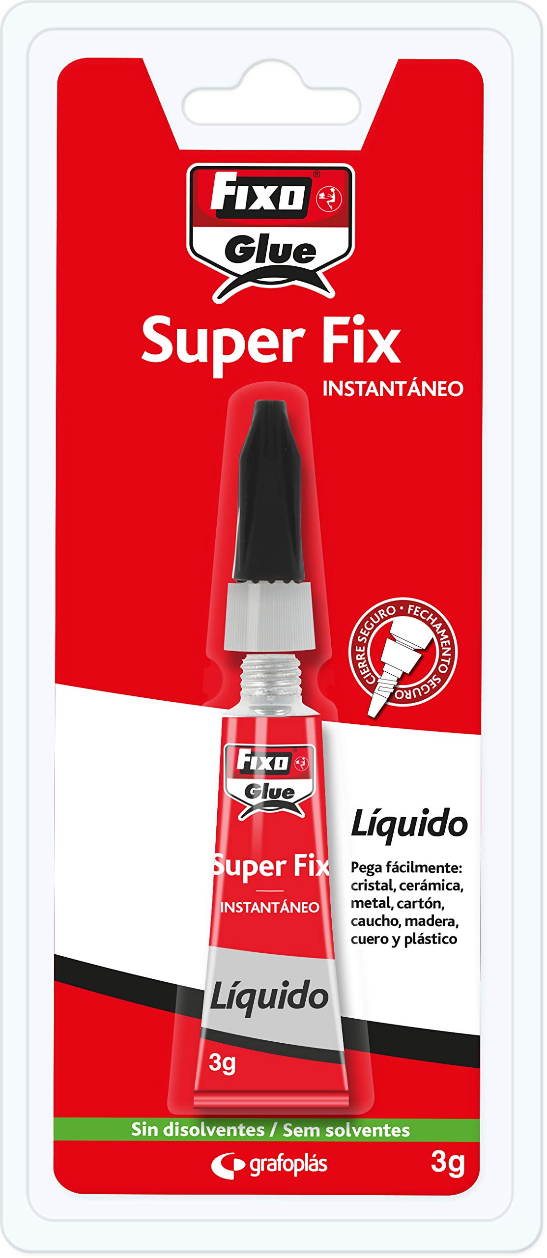 Fixo Glue - Pegamento Instantáneo Líquido Super Fix Liquido 3 Gramos, Reparaciones Rápidas y Duraderas, Cierre Seguro
