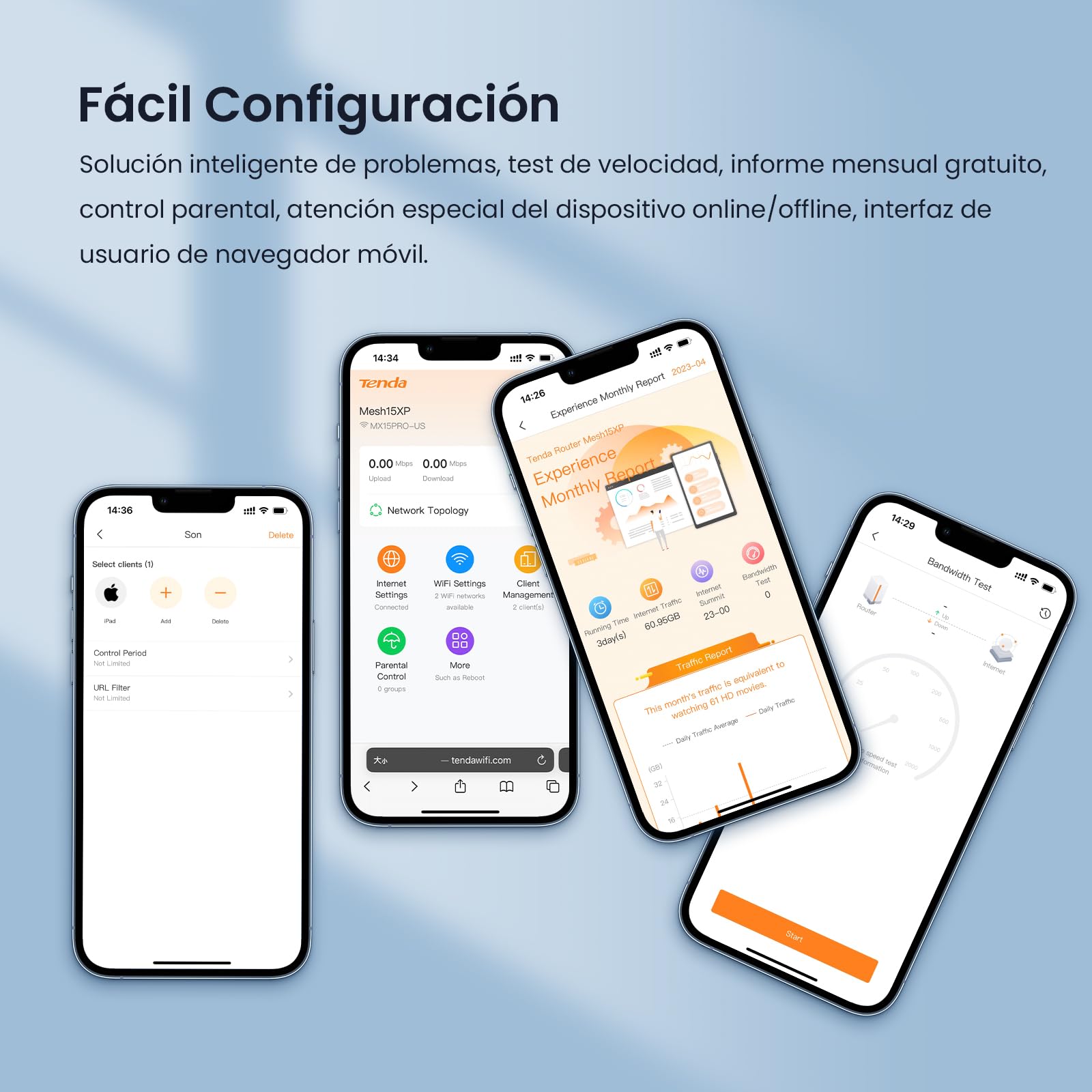 Tenda Nova MX21 Pro (2-Pack) AXE5700 Mesh Wi-Fi 6E Sistema, Tribanda Mesh Wi-Fi Cobertura de hasta 240㎡, 6 Puertos Gigabit, 70 Dispositivos Conectados, Informe Mensual, Fácil Configuración