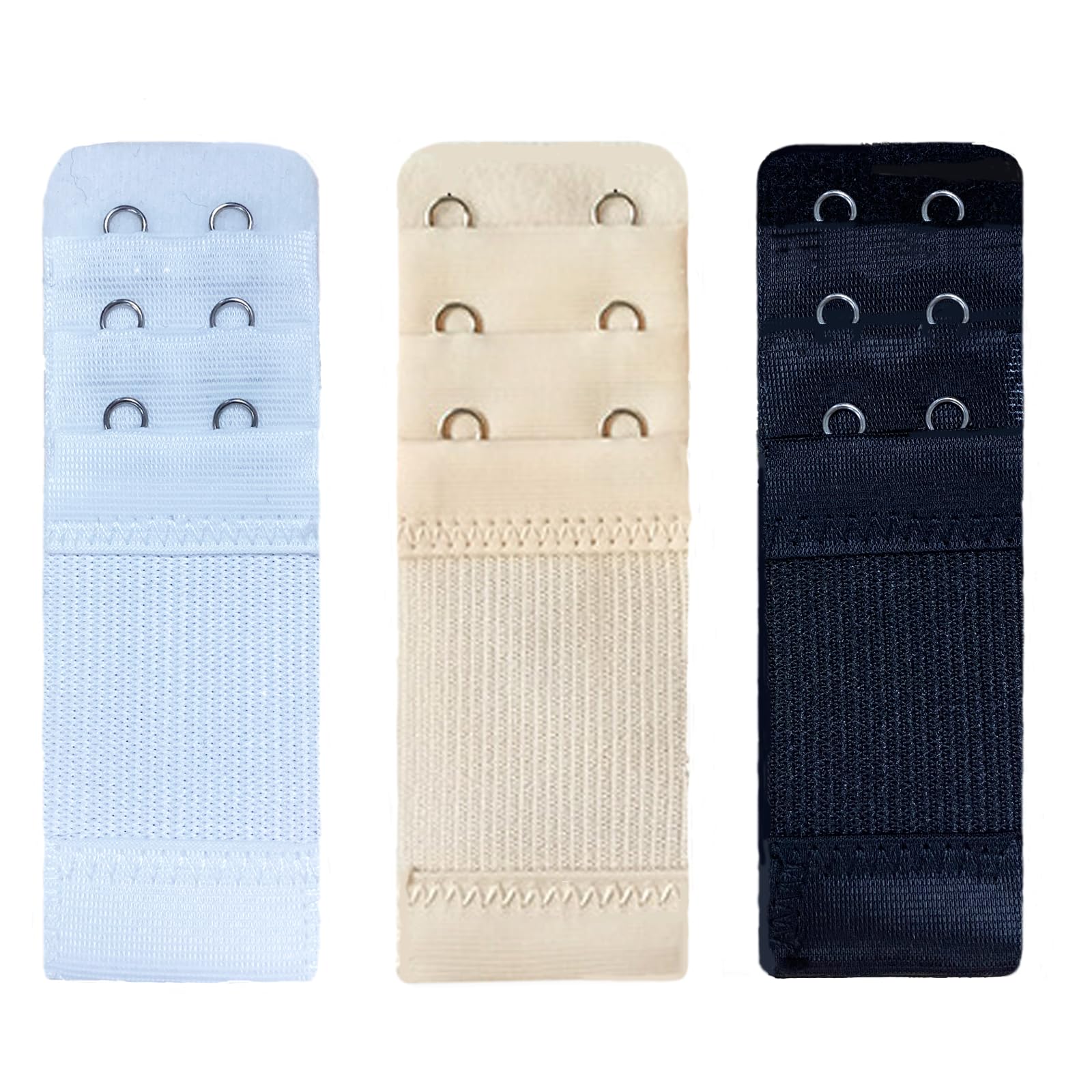 3 PCS Women's Bra Extenders 2 Hook Soft Stretchy Back Bra Extension Strap