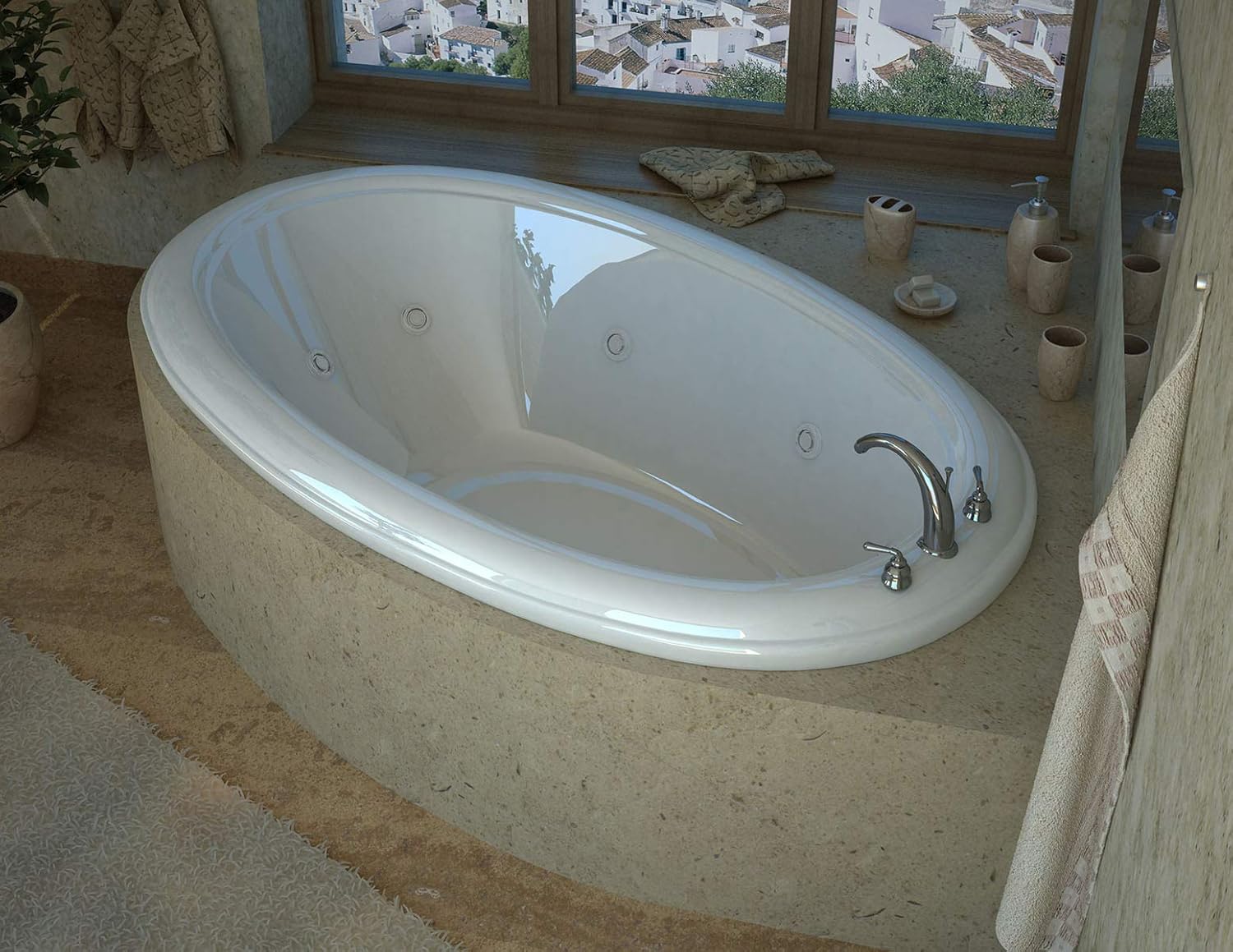 Avano ANGUILLA3660PWL-WHITE White Anguilla 60" Drop In Whirlpool Bath Tub with 8 Adjustable Jets, 1 HP Water Pump and Left Drain