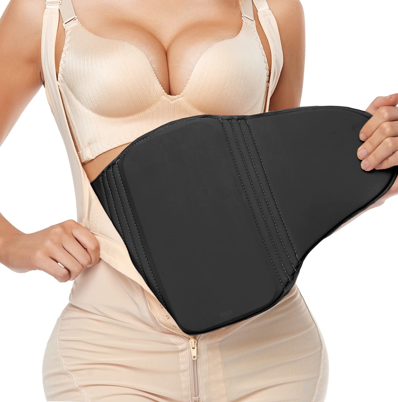 JCD Abdominal Compression Board ,Flattening Belly AB Board Lumbar Post Surgery Lipo Back Foam Board Postpartum Recovery（Black, One size）