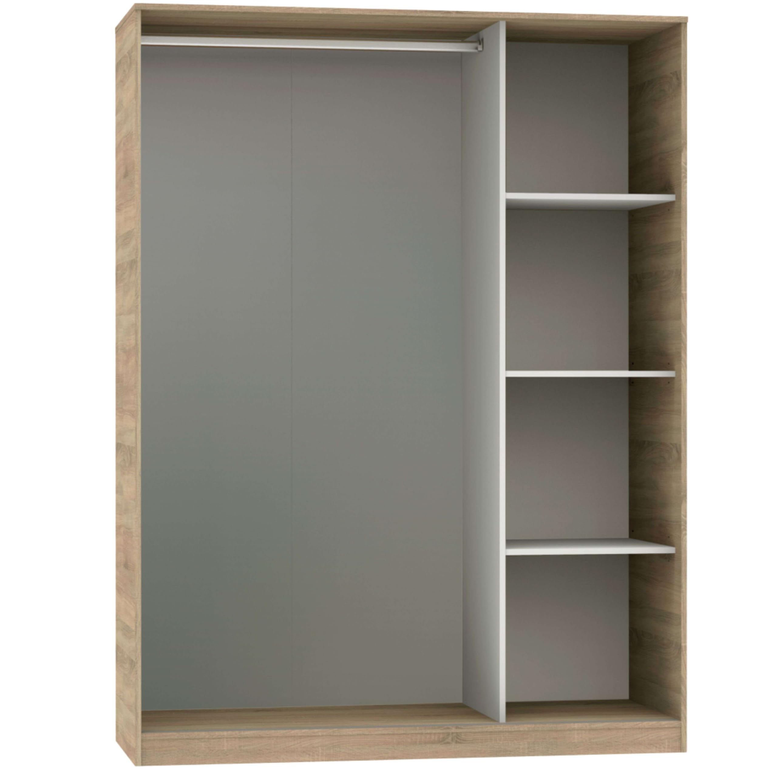 MUEBLES PITARCH Armario Grande Tibet con 3 Puertas Correderas Roble Cambrian, Blanco Mate o Roble y Blanco 150x200cm