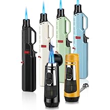 6 Pack of Torch Lighter, Windproof & Adjustable Jet Flame, with Visible Window, Butane Gas Refillable Lighters for Men Women