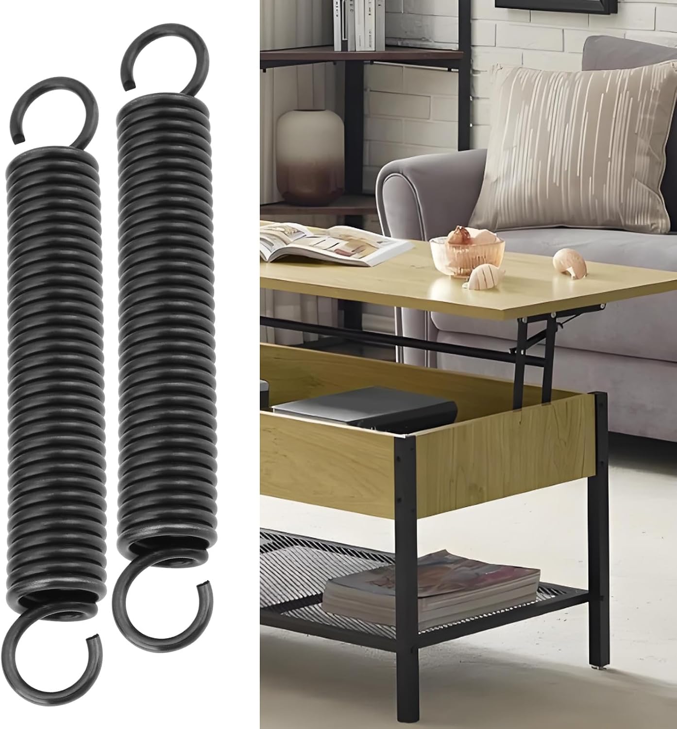 4Pcs Extension Spring Replacement Part 95mm Spring Steel Dual Hook Tension Spring Suitable for Lift Top Coffee Table DIY Home Repair Black