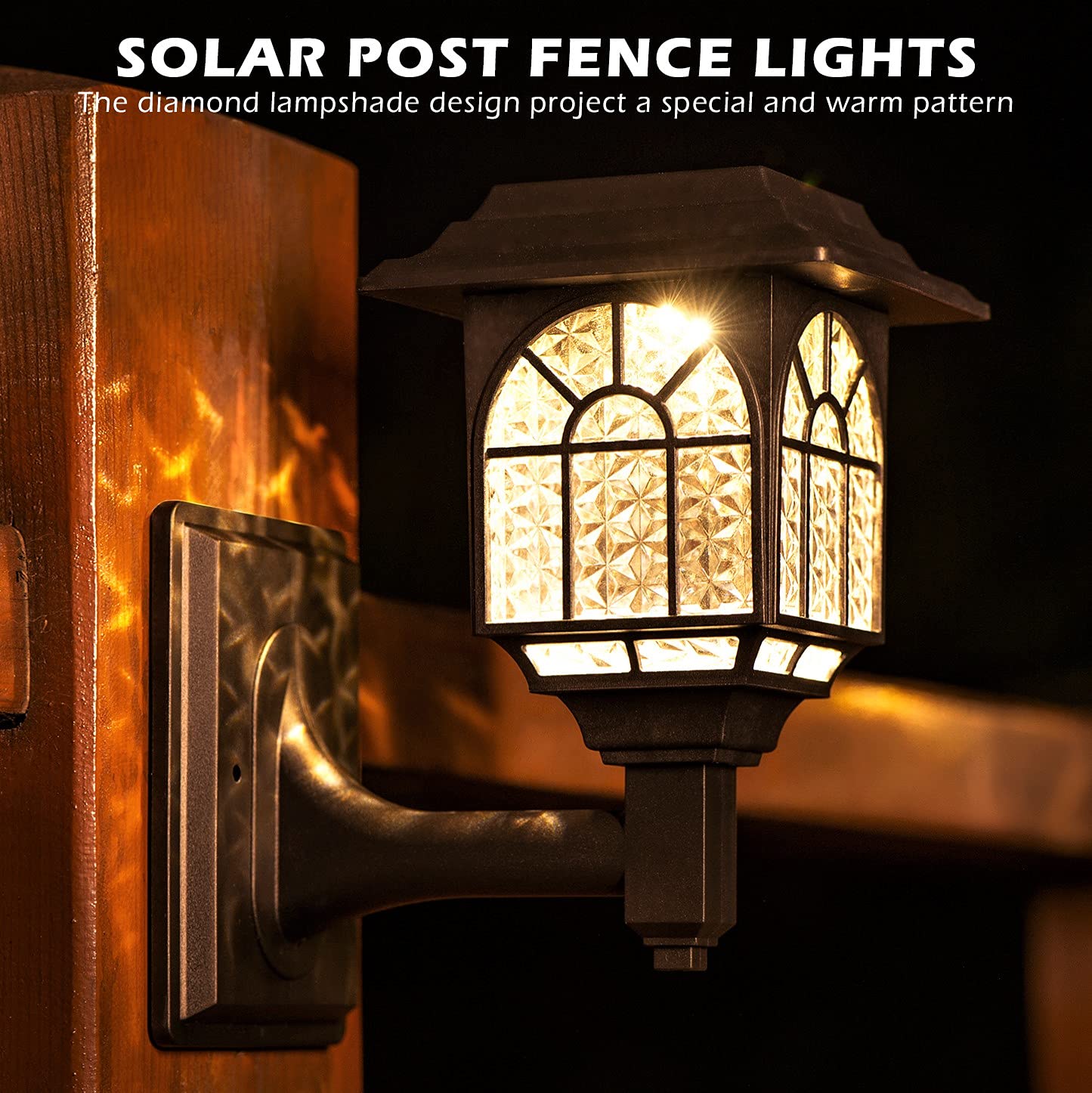LeiDrail Luci per Recinzioni Solari Luci Solari per Esterni da Giardino LED Lampade da Parete per Esterni ad Energia Solare Decorazioni Impermeabili per Patio Yard Deck Bianco Caldo 4 Pezzi
