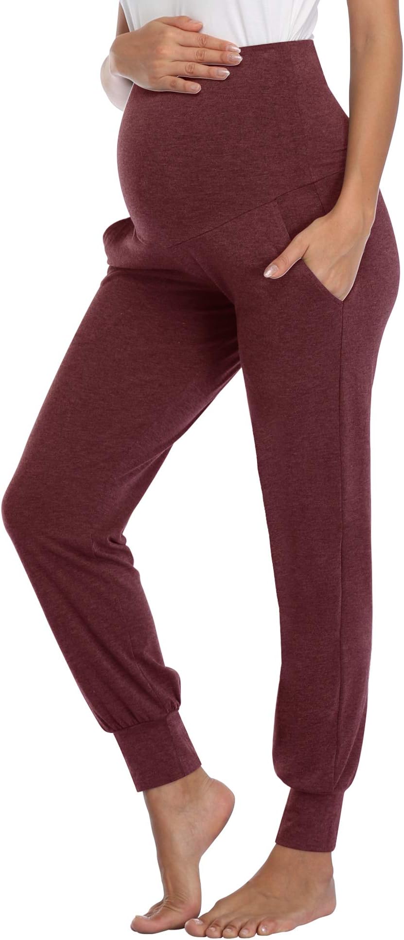 AMPOSH Women's Maternity Pants Stretchy Lounge Workout Sweatpants Casual Loose Comfy Pregnancy Joggers with Pockets