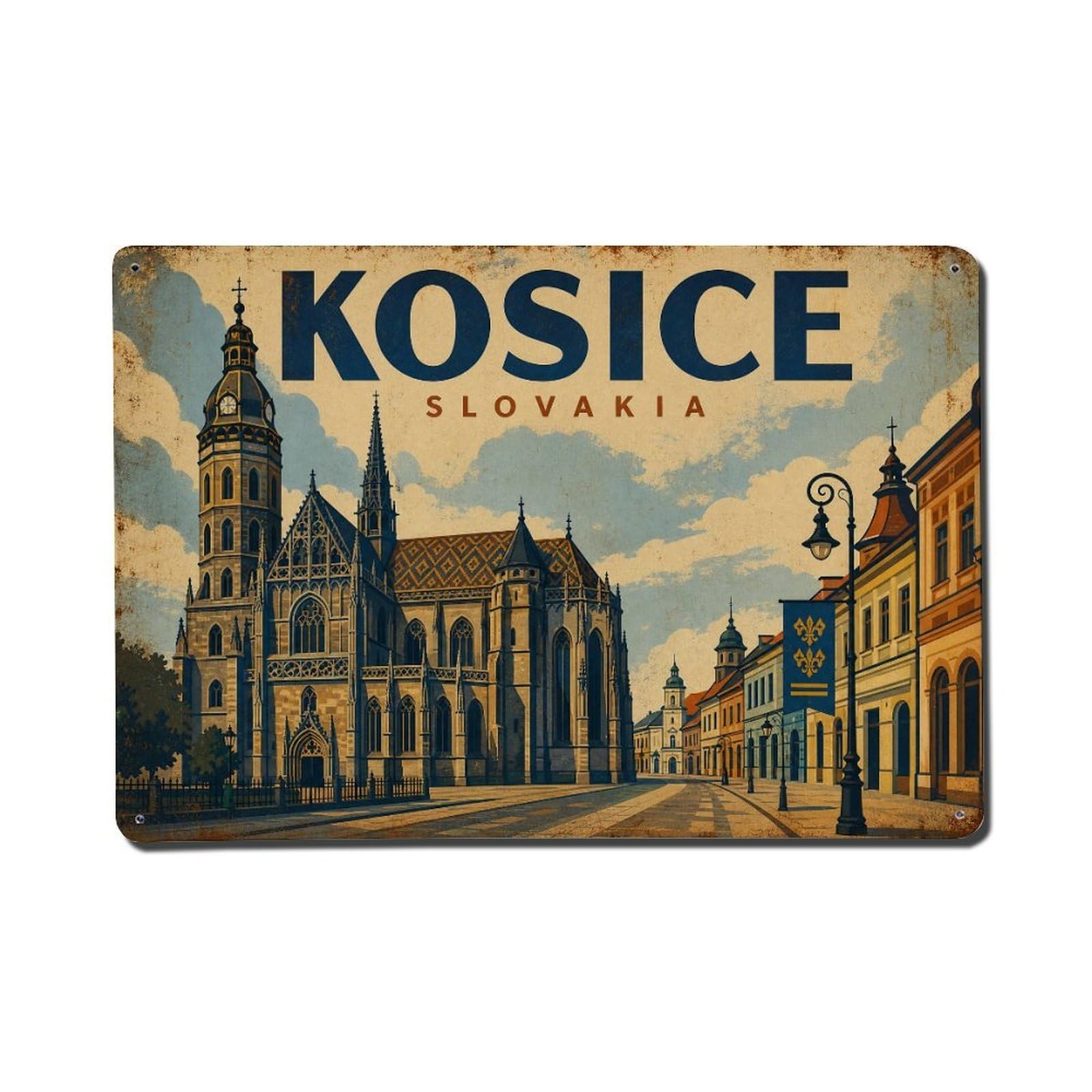 Metal Tin Sign Retro Travel Slovakia Kosice