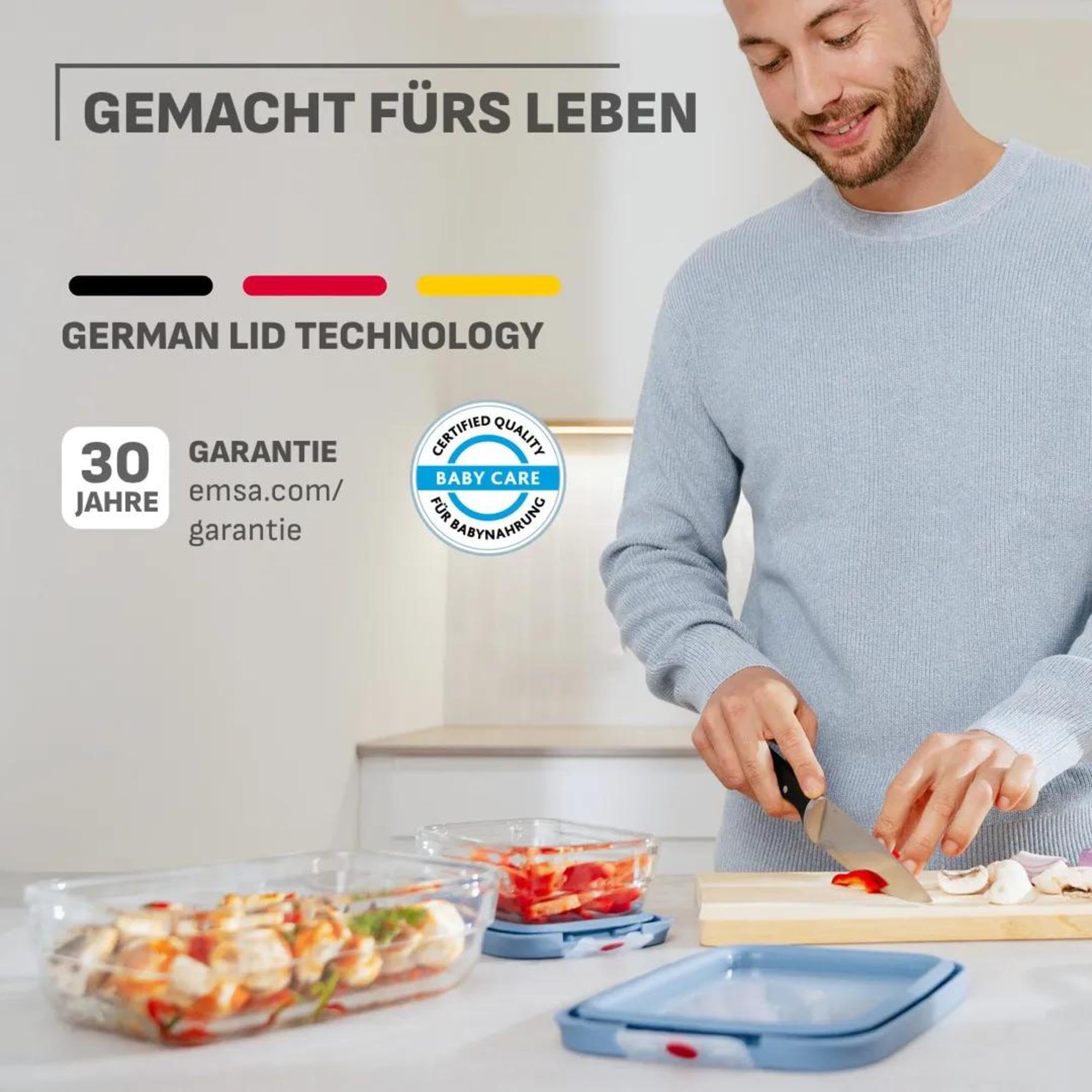 EMSA OneClick Glas Set 6-tlg. Lebensmittelaufbewahrungsboxen, Food storage