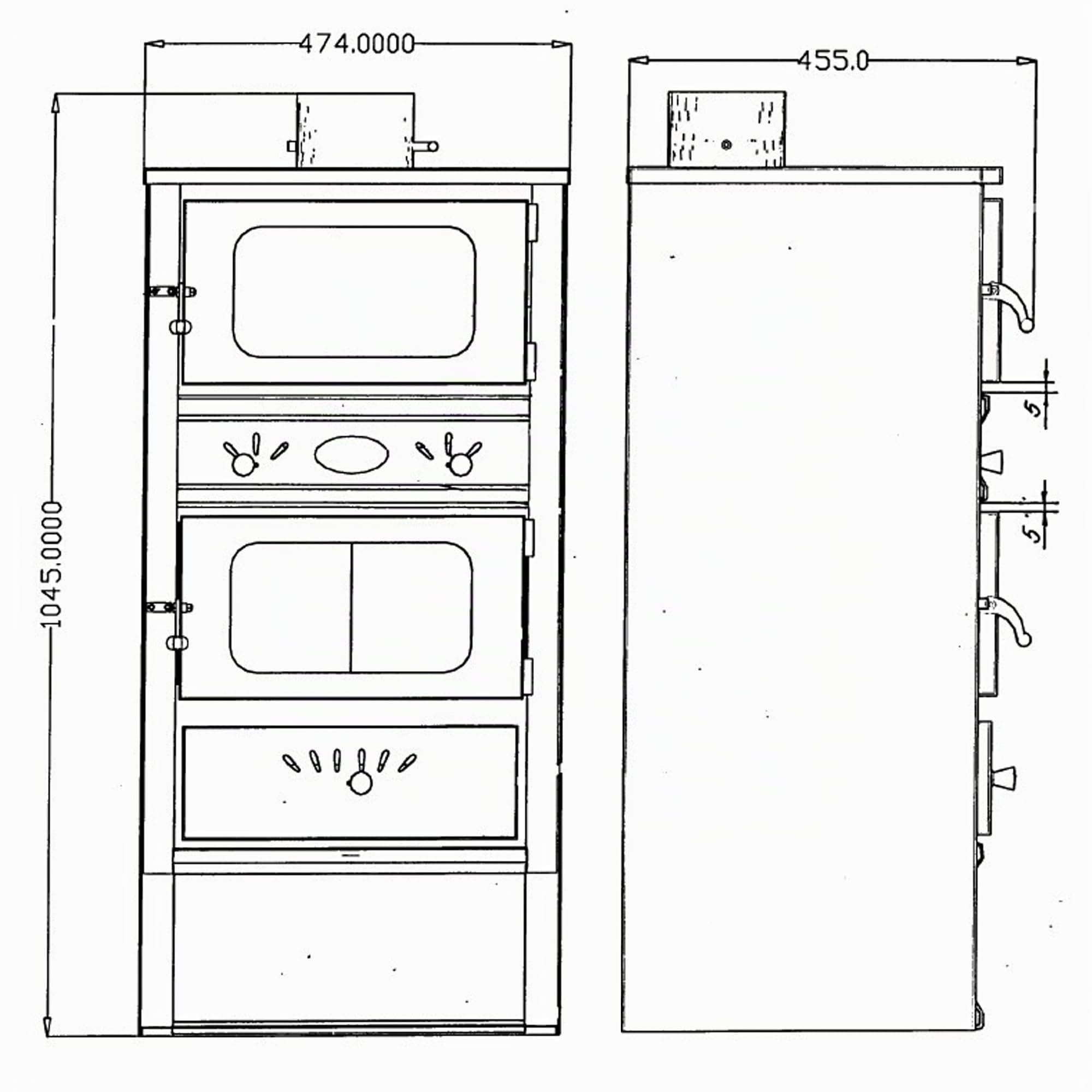 EIDER BIOMASA - Poêle à Bois Avec Four 8 kW - Compact 104 x 42 x 48 cm - Pour l'Intérieur - Volume Chauffant 140 m3 - Fonte