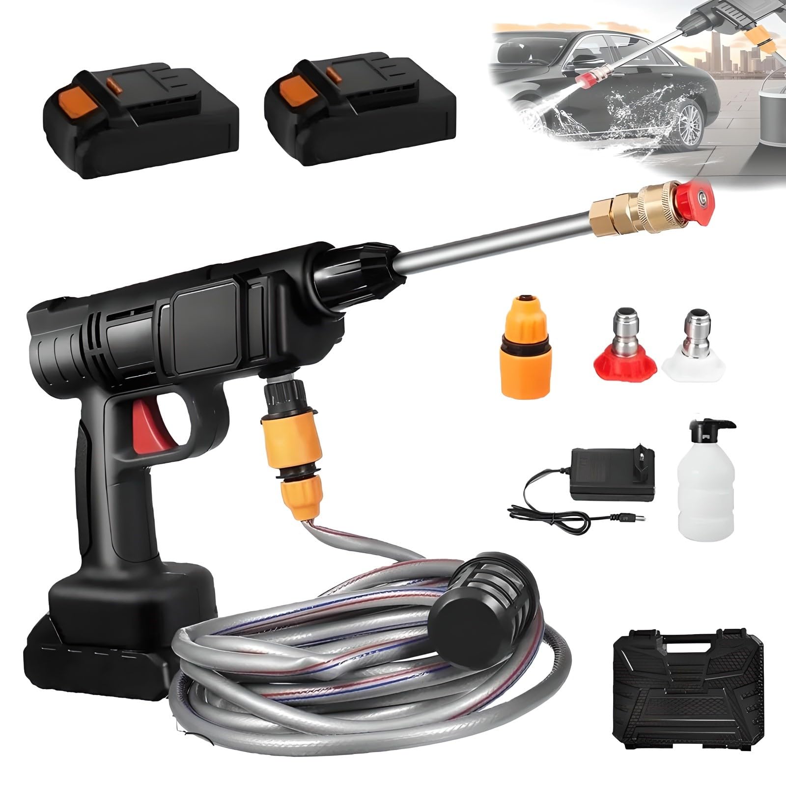 Nettoyeur haute pression pour voiture et jardin autonome 550W avec ses deux batteries incluses