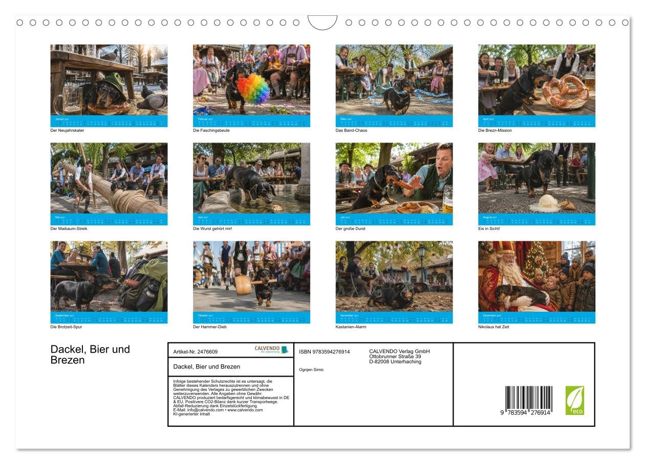 Calendrier 2027 · Teckels, bière et bretzels