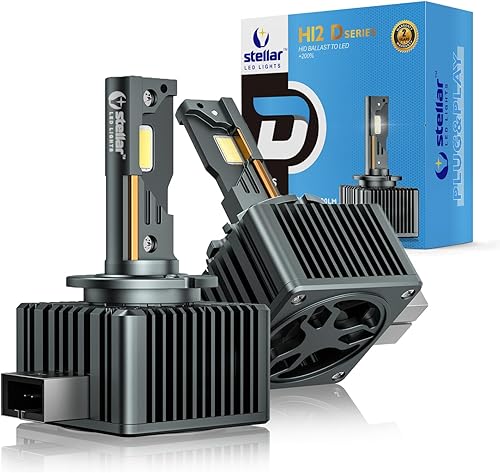 Stellar - Bombilla LED D1S, tecnología 2023, blanco diamante 6500K, 200% brillo, alternativa superior D1S HID para faros delanteros (1 par)