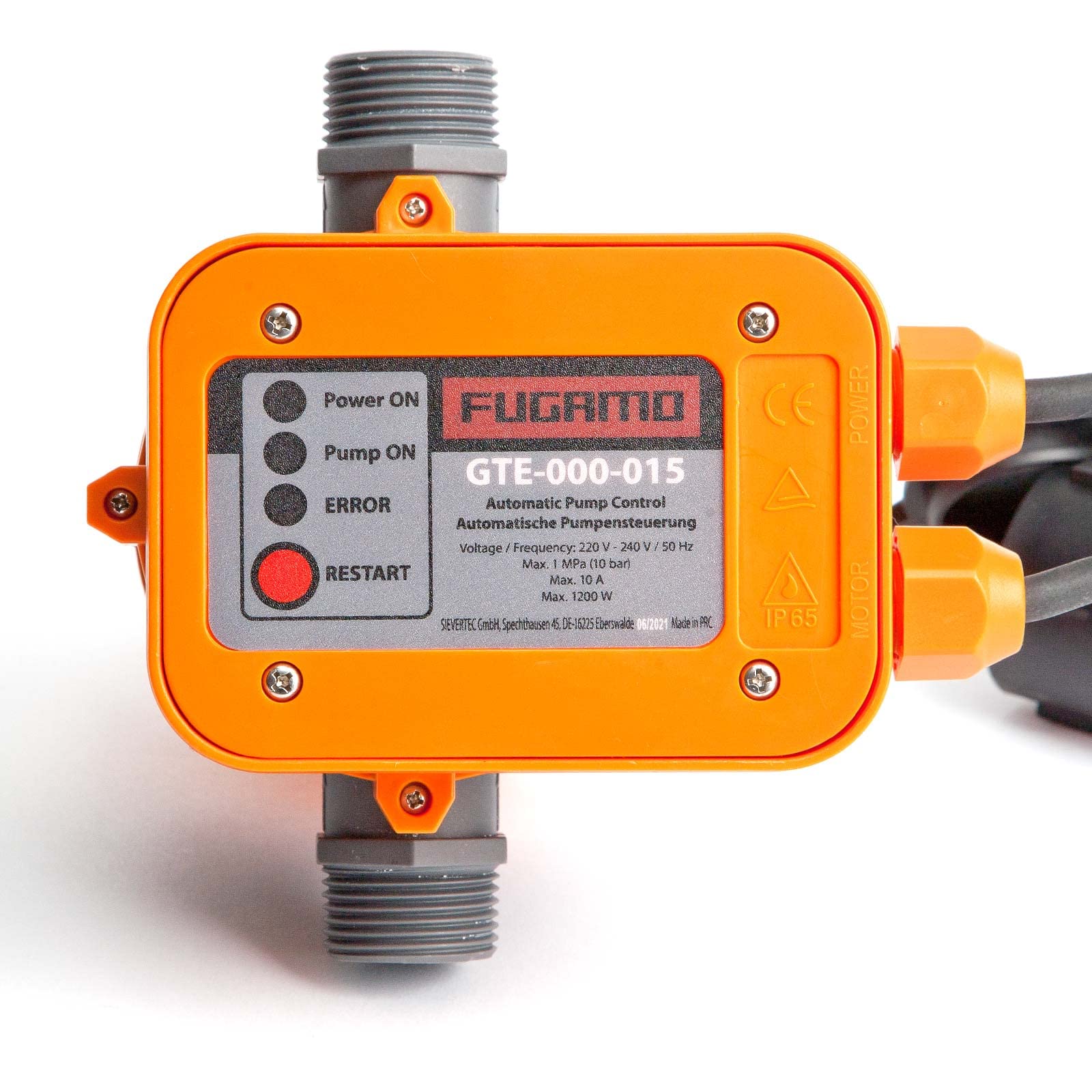 230V Pumpensteuerung Druckschalter 1,1kW max 10bar verkabelt mit Manometer | bis 12A Nennstrom, integrierter Trockenlaufschutz