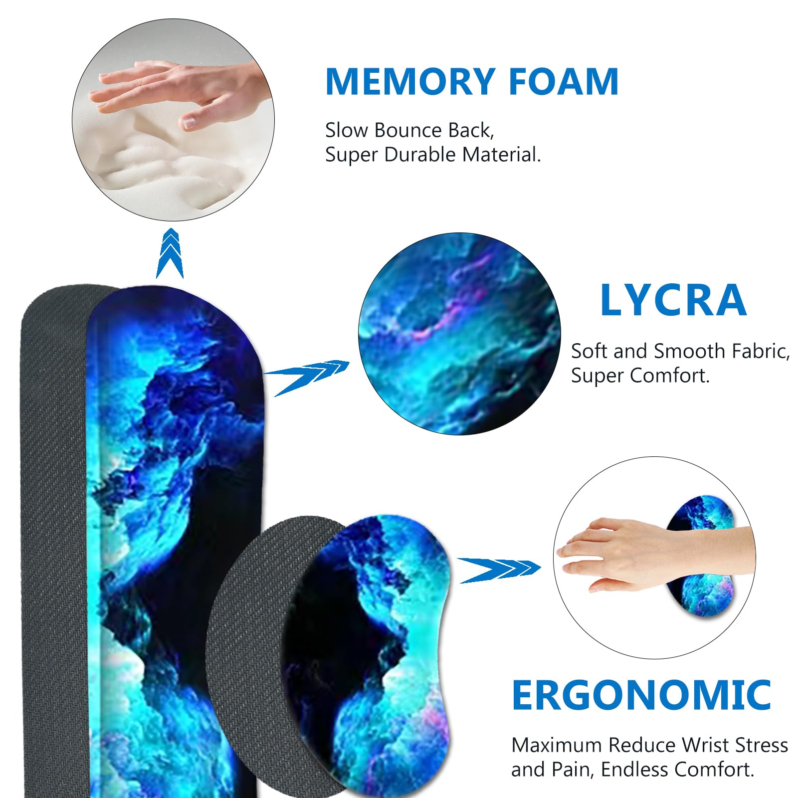 AIMSA Tapis de souris avec repose-poignet pour clavier, tapis de bureau étendu + tapis de souris ergonomique avec repose-poignet, support de poignet pour clavier + sous-verre, grand tapis de souris