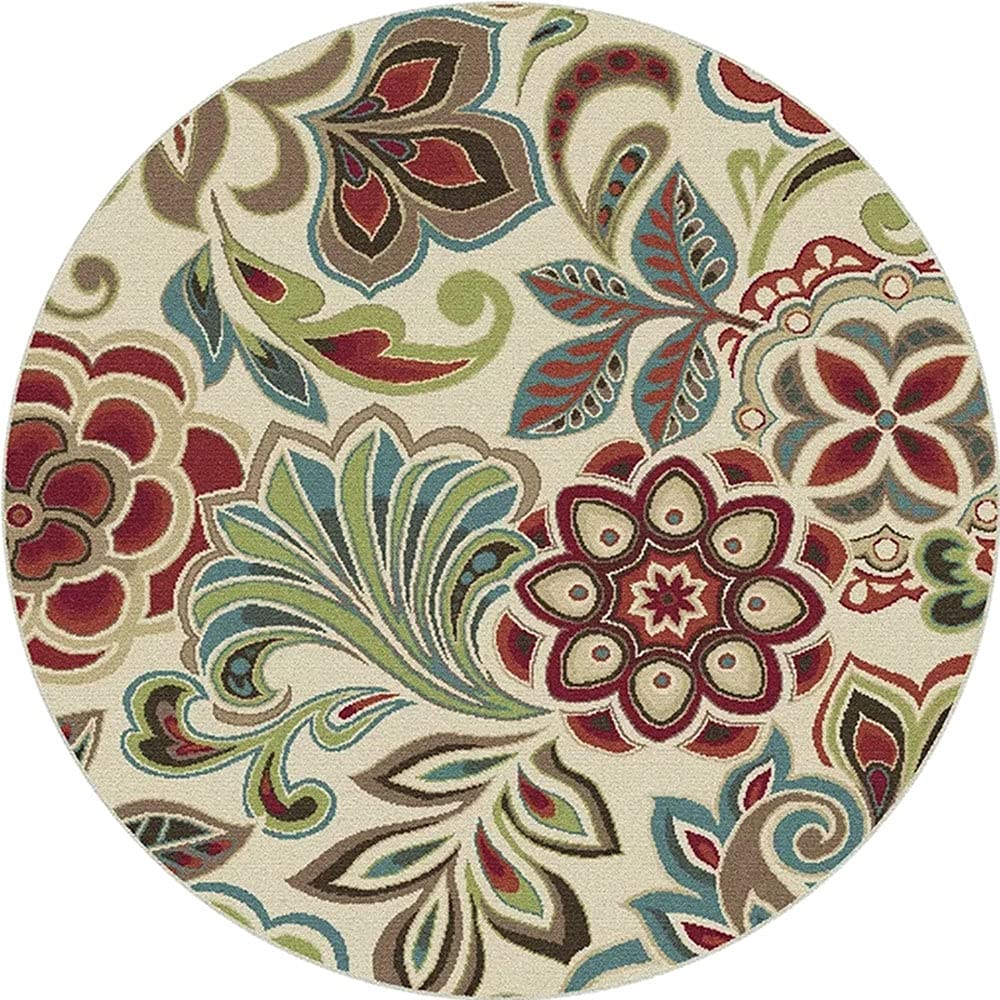Tapis rond style persan pour salon et chambre avec motifs floraux