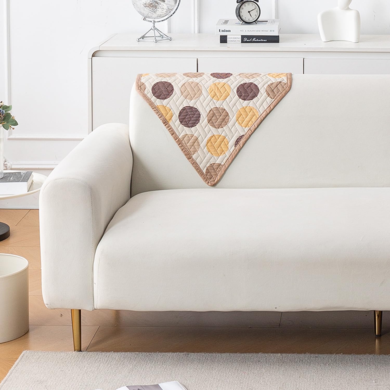 HOKIPO HomeHues Sofa Backrest Cover, 1 Pc, Brown Polka Dot