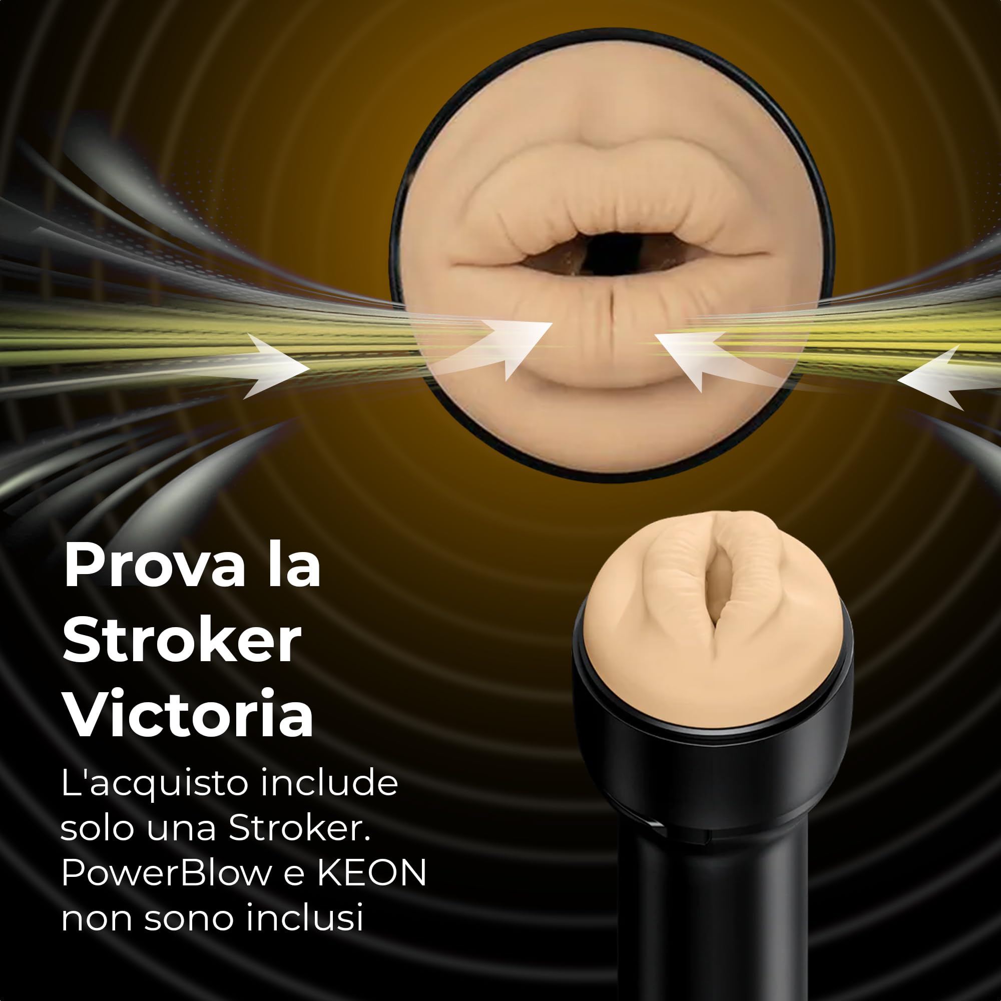 KIIROO Victoria Mouth – FeelStar Masturbatore Uomo, Modellato da Parti del Corpo Reali – Morbido, Simile alla Pelle – Ottimizzato per Keon e PowerBlow