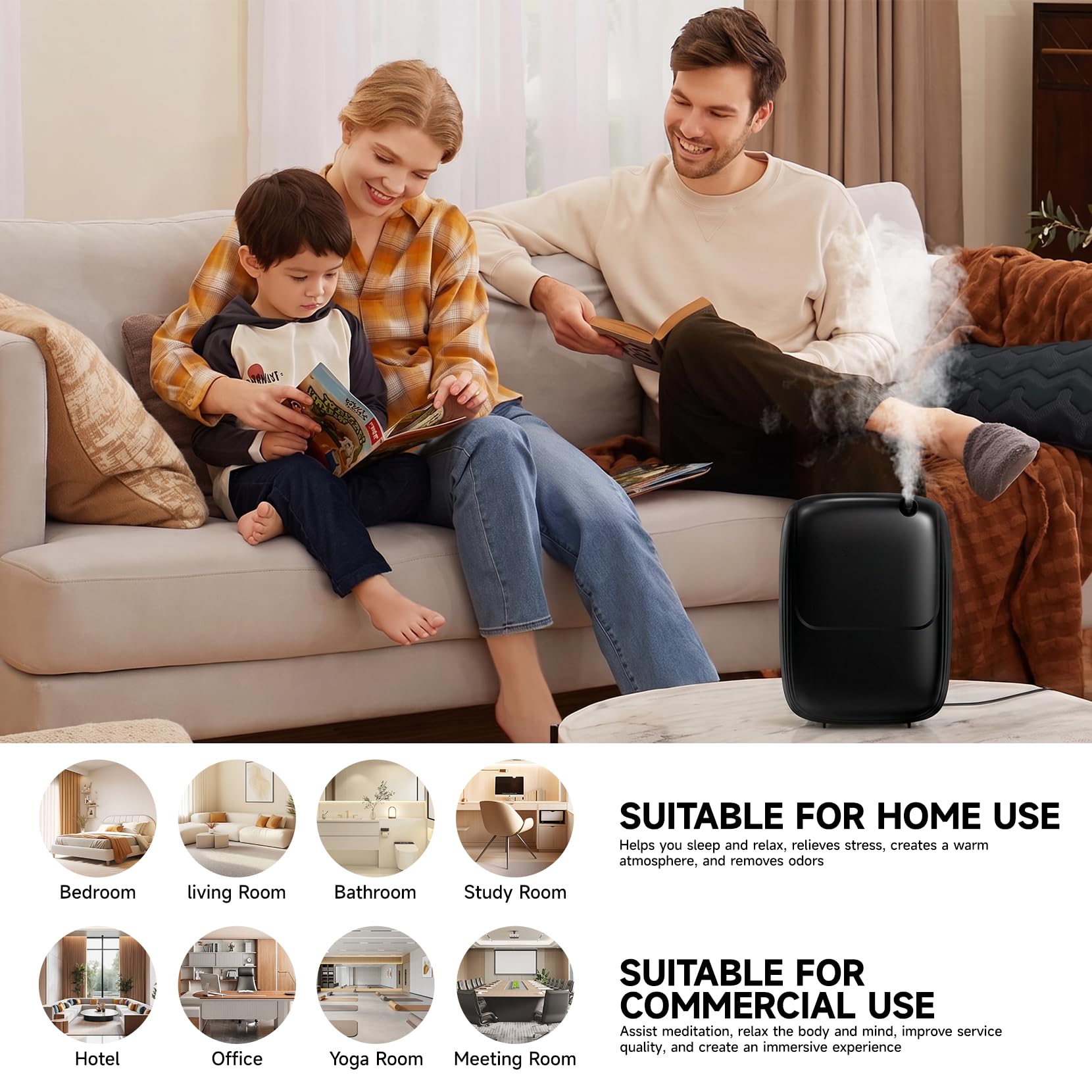 Diffusore di oli essenziali senz'acqua per casa e hotel, copertura di 3000 mq Smart Aromaterapia Profumo Air Machine, nebulizzatore ad aria fredda da 400 ml