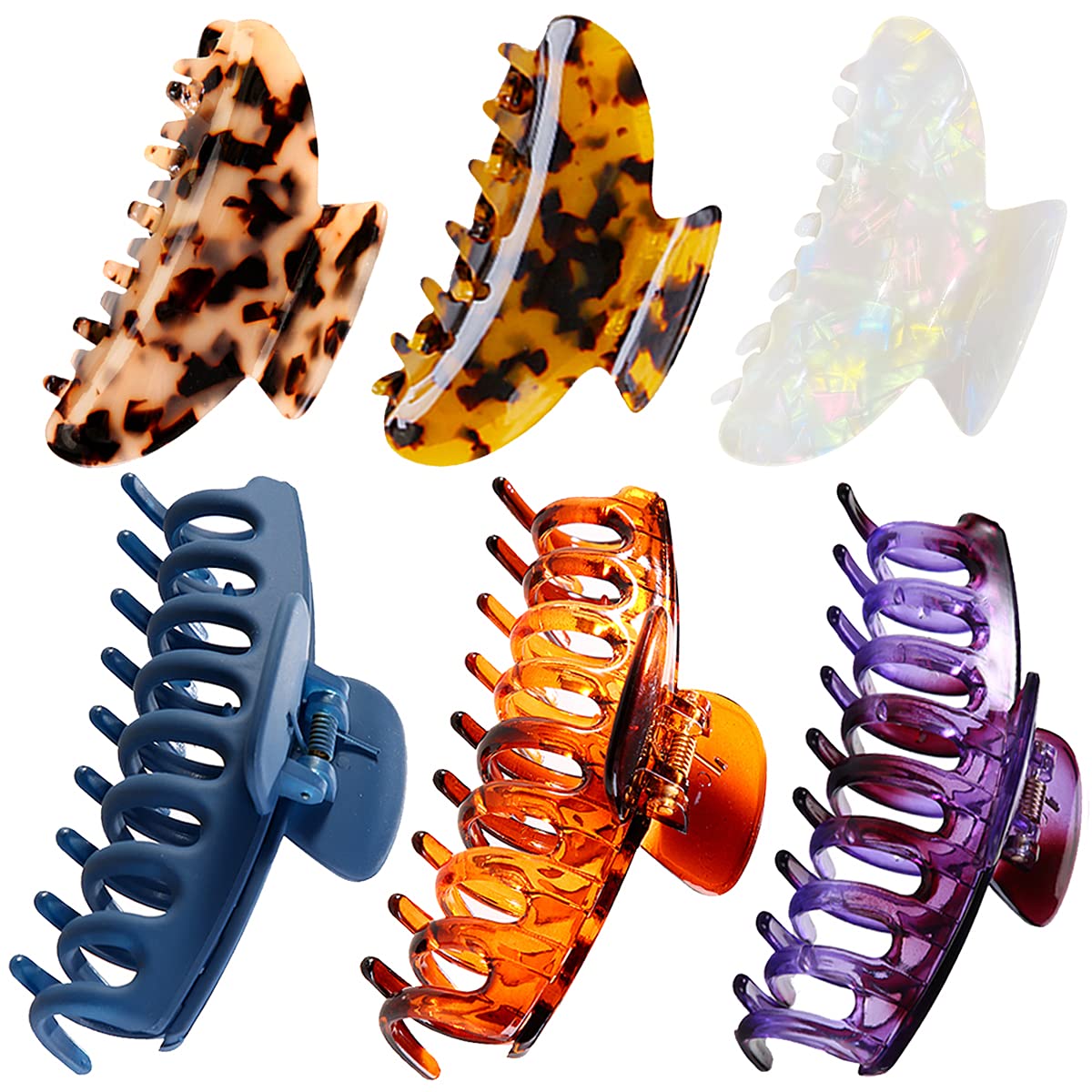 Touwkoy 6PCS Hair Claw Clips, Style Hair Banana Barrettes, Nonslip Large Hair Clips, Strong Hold for Thick Hair and Thin Hair, French design Hair Claw Clips for Women Girl Hair Accessories