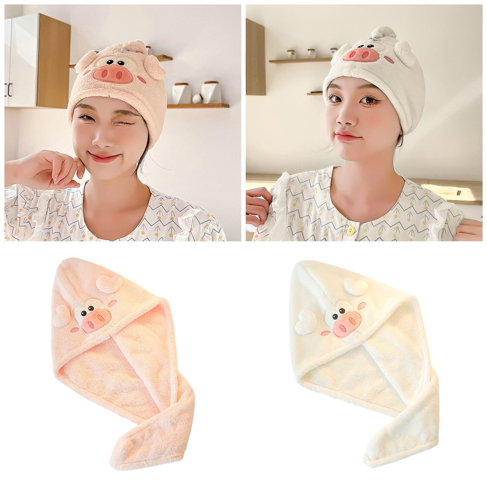 Montesy Cartoon Dry Hair Caps Super Absorbent Quick Drying Corals Velvets Bathing Hair Turbans Bathroom Washcloth