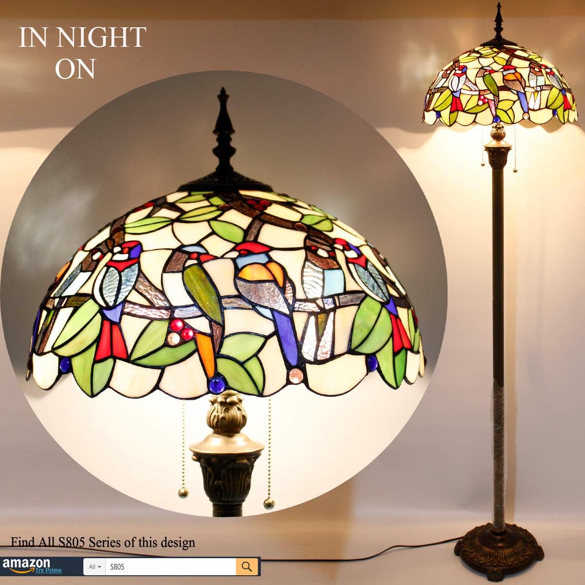 WERFACTORY Tiffany Lamp Series Stained Glass Style Lampshade Decorative Living Room Bedroom