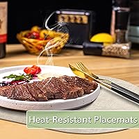 Vista 2 de Placemats for Dining Table Set of 4 Non-Slip, Heat Resistant Oval Leather Placemat Double Layer, Waterproof Table Mats Easy to Clean for Kitchen