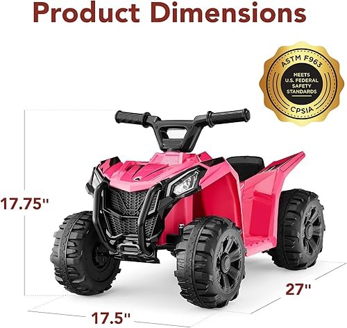 Miniatura 7 de Best Choice Products vehículo de juguete para montar de 6 V para niños, cuadriciclo de 4 ruedas, ATV con velocidad máxima de 2.9 kmh, neumáticos con