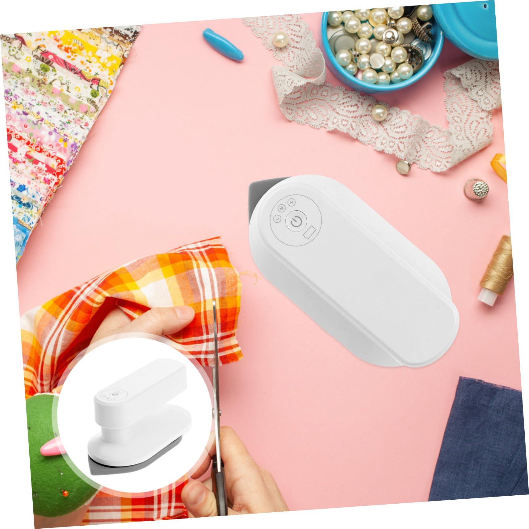 Plancha de Ropa Eléctrica de Mano Mini Color Claro para Prendas | Aluminio Fundido, 3 Niveles Ajustables, Diseño Portátil, Planchado en Plano y Colgado