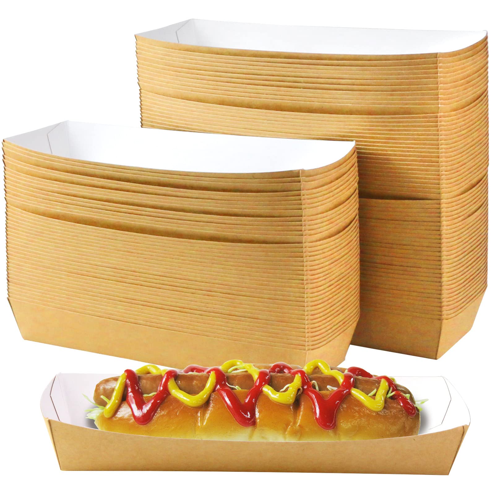 Buy WYOMER 8" Paper Hot Dog Tray Disposable Brown Tray Paper Food Boats