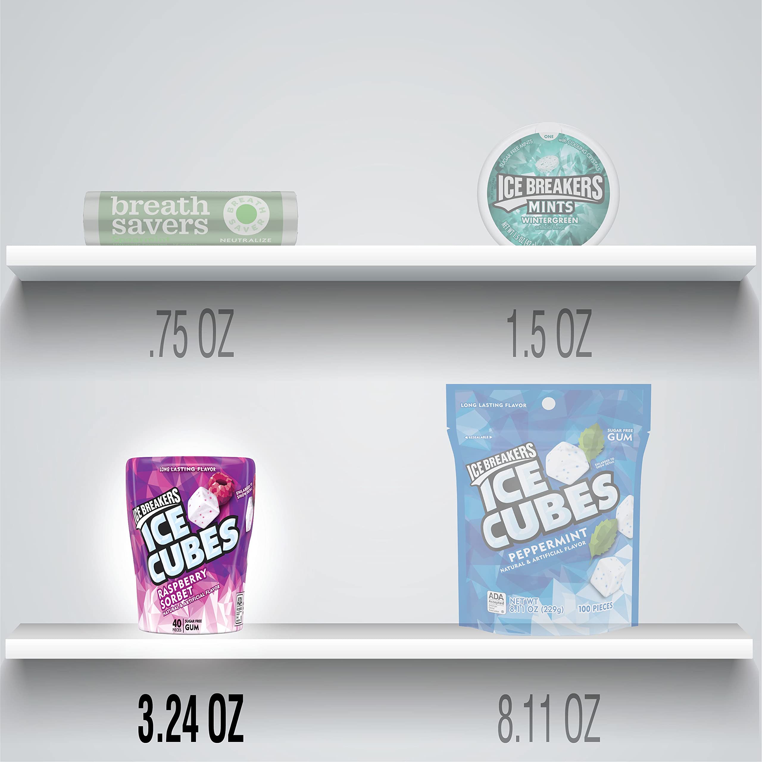 ICE BREAKERS ICE CUBES Raspberry Sorbet Sugar Free Chewing Gum, Made