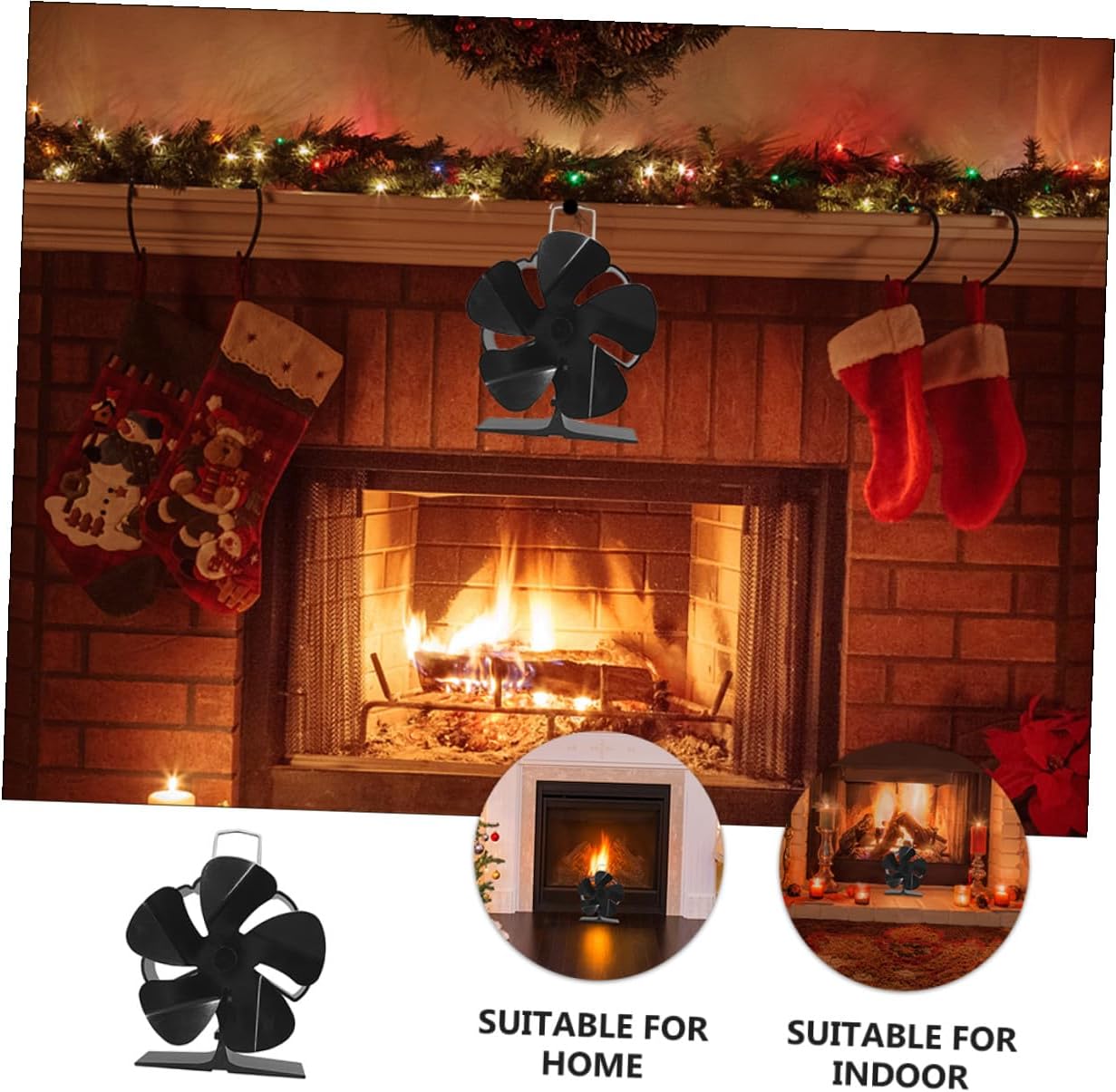 NUOBESTY Mini 5-blade Silent Thermal Stove Fan, Heat Powered Fireplace Fan with Aluminum Blades, Metal Mini Fireplace Accessory for Efficient Warm Air Circulation