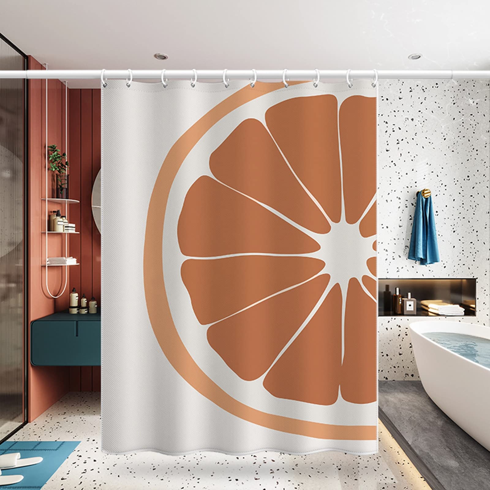Rideau de douche orange 180x180 cm pour éviter les projections sur le sol