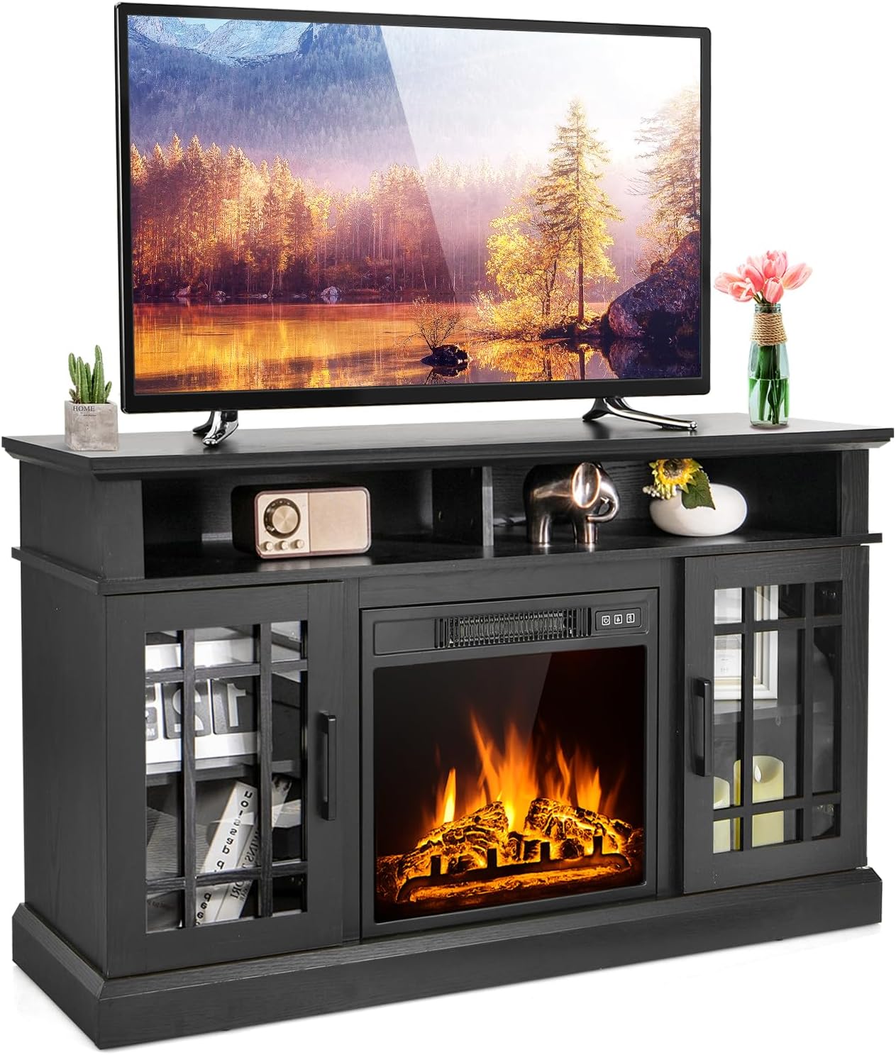 CLEEMAN 3in1 Electric Fireplace TV Stand, 55 Inch