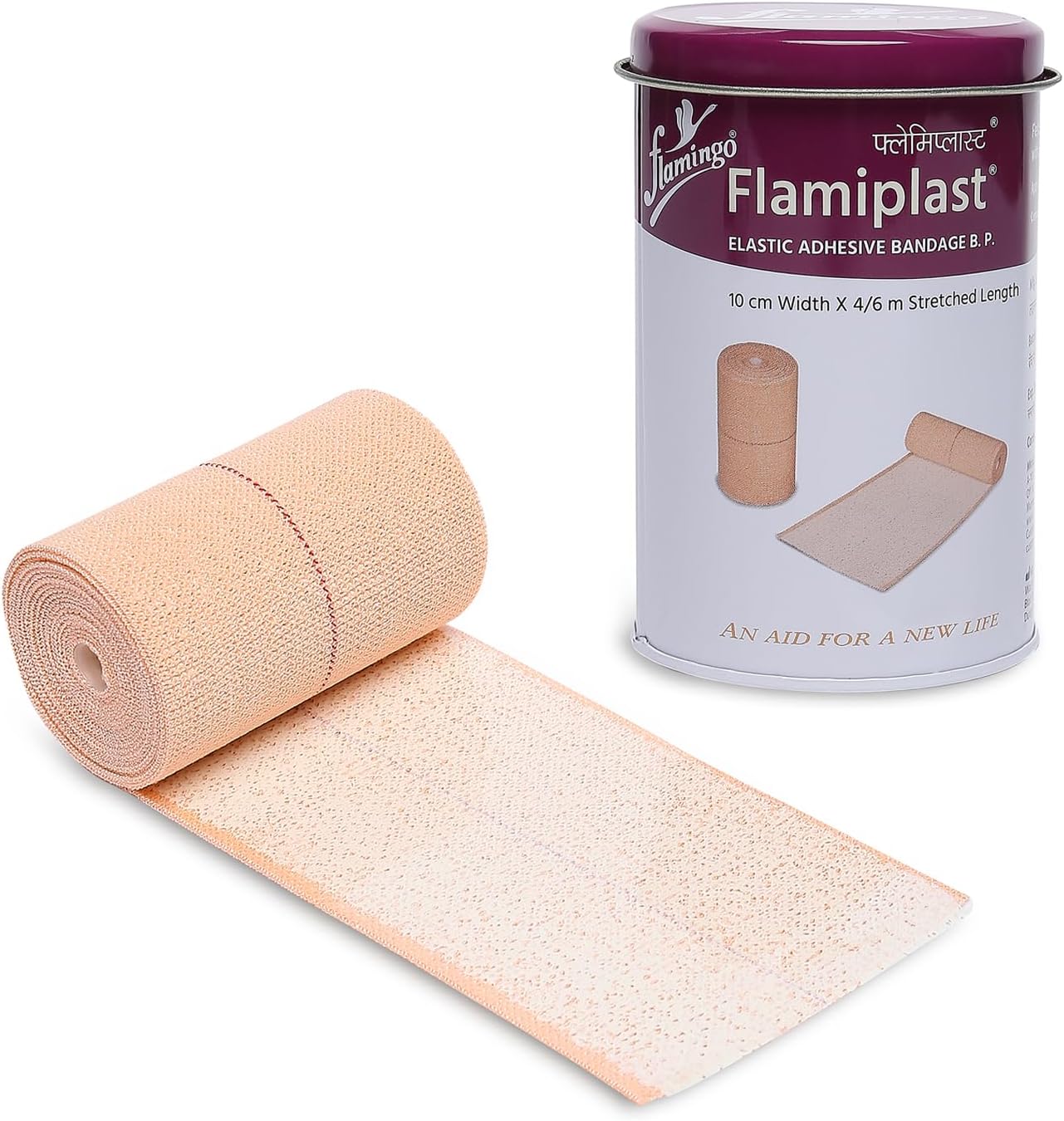 Flamiplast (Elastic Adhesive Bandage B. P.) Support, Compression | Stretched Length upto 4/6 Mtr | 10 cm