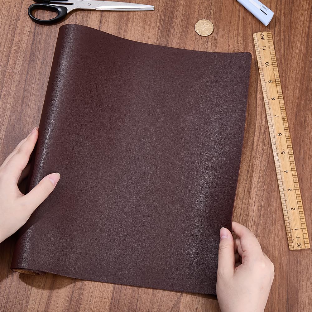 CALFOVERA 60cm x 33cm x 1.5mm Tooling PU Leather Upholstery Fabric Scratch-Resistant Soft Leatherette Sheet Waterproof Synthetic Dark Brown Faux Leather Vinyl Roll for DIY Crafts - Image 3