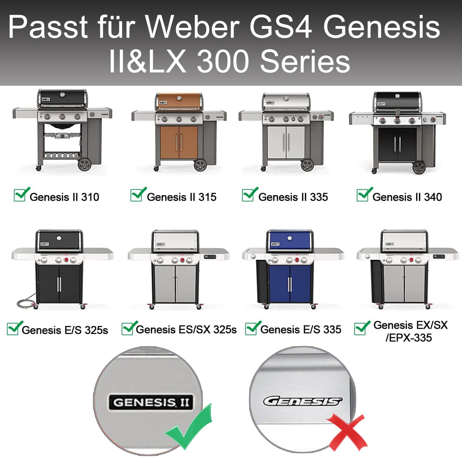 MGiessca 66795 Barre aromatizzanti di Ricambio per Weber Genesis II/LX 300, 66032 Barre aromatizzanti per Griglie Weber Genesis GS4 II LX E/S-340 E-310 E-315 E-335 E-330 S-335
