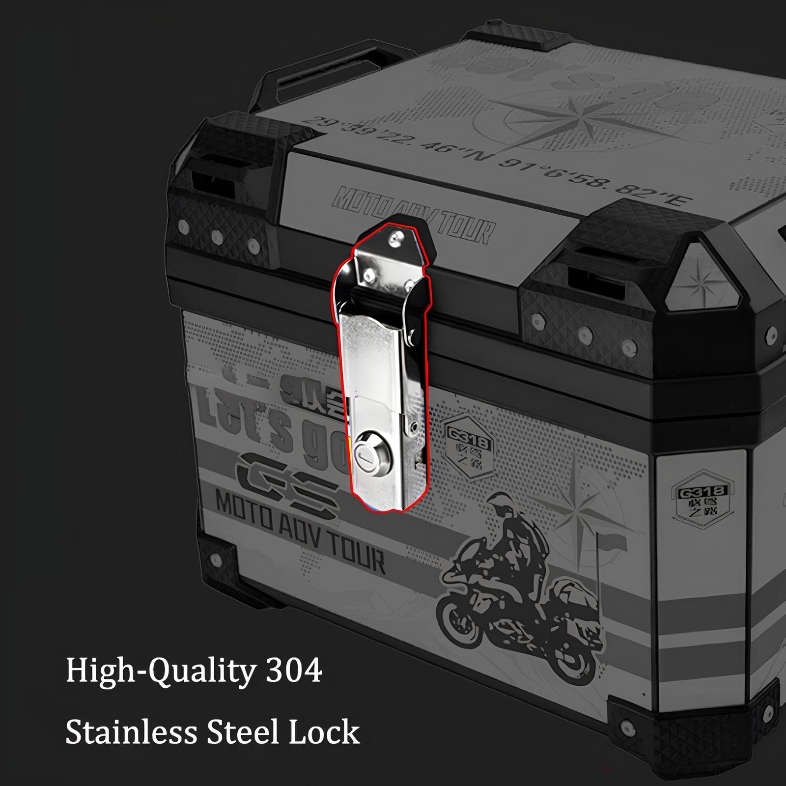 Baúl para Moto Portacascos 36/48/57L, para Uso Diario Y Desplazamiento Urbano, Impermeable, con Cerradura De Seguridad Y Fácil Instalación(57L)