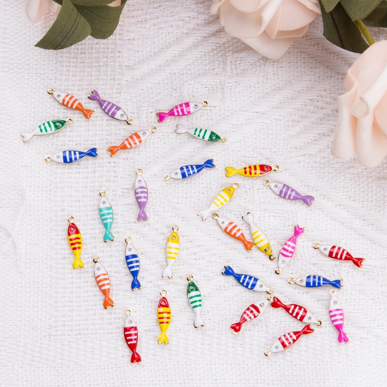 ZORZA 30Pcs Stainless Steel Sardine Fish Charms Handcrafted Cute Earring Dangle Charms for DIY Jewelry Making Creative Ocean Animal Pendants for Necklaces Keychains (Random Color) - Image 6