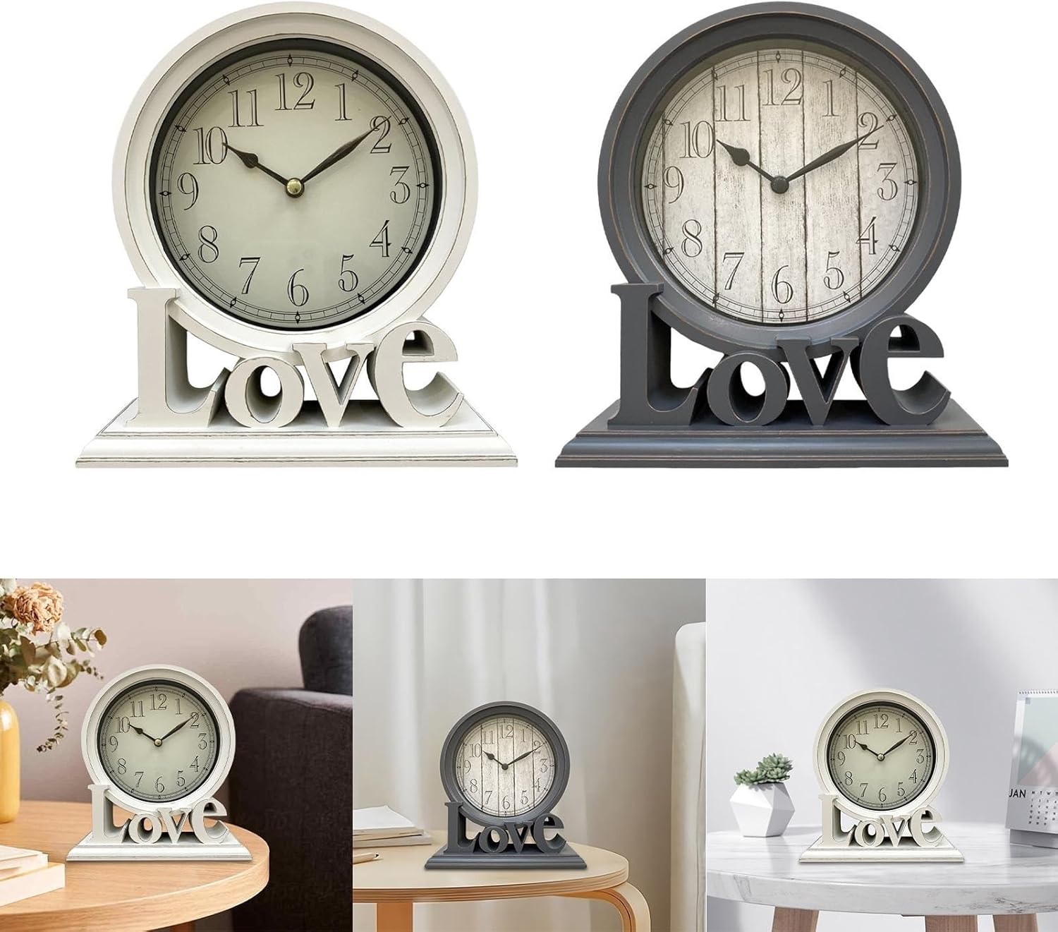 Clocks Bedroom Wall Decor Style Desk Clock Mantel Clocks Shelf Non Ticking Table Clocks Silent for Bedside Office Farmhouse Housewarming Home Living Room Wall Decor(White) (White One Size)
