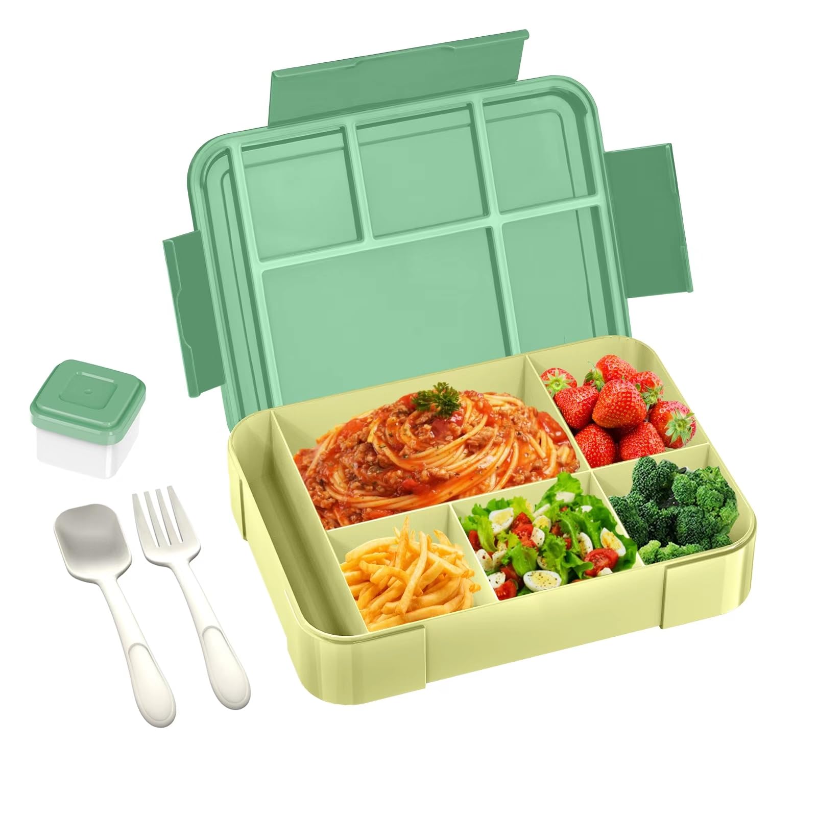 Lunch Box Enfant INeibo 6 Compartiments - Anti-fuite, Avec Sac Et Autocollants, Sans BPA