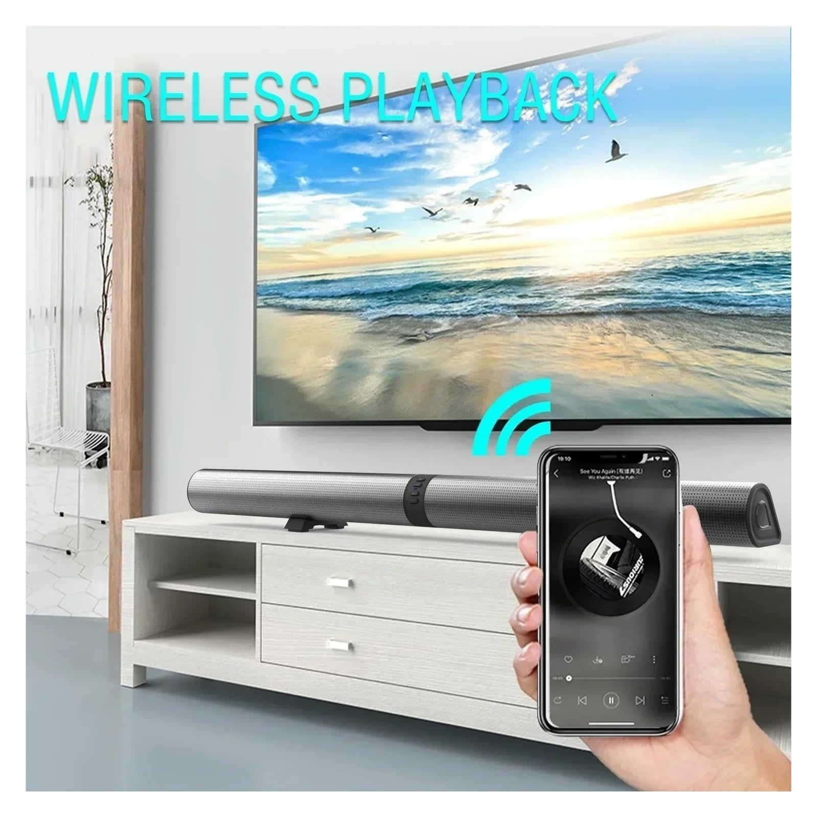 Barra De Sonido con Altavoces Bluetooth For TV Y Cine En Casa Desmontable Radio FM Conectividad VersáTil